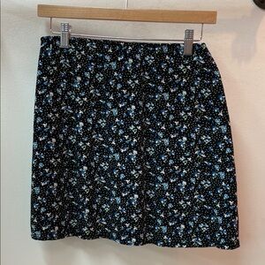 American Eagle Outfitters Black and Blue Floral Mini Skirt